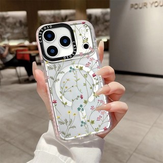 Vỏ sạc từ tính không dây Vine Florals tương thích cho IPhone11 12 13 14 15 16 Pro Max Cover 14 15 16 PLUS Vỏ silicon mềm trong suốt chống sốc