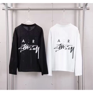Áo lưới dài tay Unisex thường ngày có in Logo thêu cổ điển, thấm mồ hôi & thoáng khí, trang phục cặp đôi