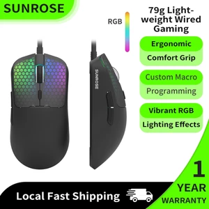 Sunrose G1 79g Chuột Chơi Game Nhẹ A725F Cảm Biến Quang 6 Có Thể Điều Chỉnh DPI RGB Đèn Nền Macro Lập Trình Cho Trò Chơi FPS / MMO
