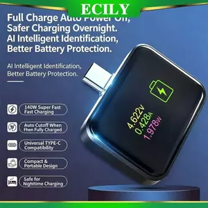 ECILY Thiết bị cắt sạc tự động 140W Type-C Bảo vệ an toàn chạy bằng AI Tự động ngắt kết nối cho điện thoại / máy tính xách tay / máy cạo râu Bảo vệ quá tải