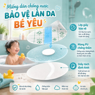 miếng dán tai chống nước cho bé gội đầu bơi lội không đau tai nước không vào tai 2 lớp bảo vệ có lớp bông thấm mềm mại thoải mái kín chống rò dành riêng trẻ nhỏ bịt tai chống nước thao tác đơn giản dùng cho trẻ tắm gội bơi công viên nước