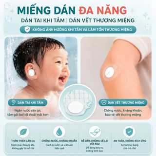 miếng dán tai chống nước cho bé gội đầu bơi lội không đau tai nước không vào tai 2 lớp bảo vệ có lớp bông thấm mềm mại thoải mái kín chống rò dành riêng trẻ nhỏ bịt tai chống nước thao tác đơn giản dùng cho trẻ tắm gội bơi công viên nước