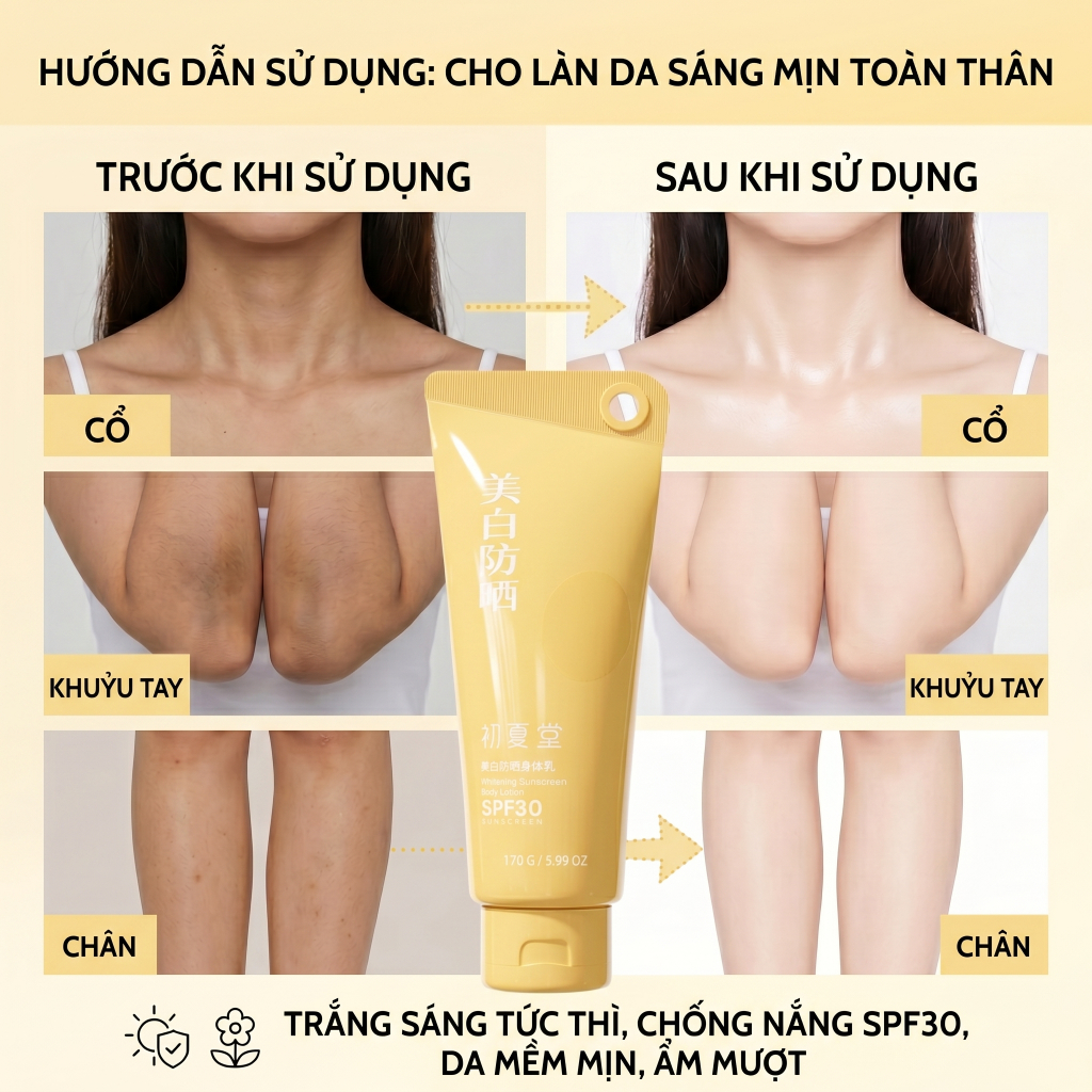 [XẢ KHO] Kem Chống Nắng Body Bóng Sáng - Sữa Dưỡng Thể SPF30 Chống Nắng & Tăng Cường Sáng Da 100g