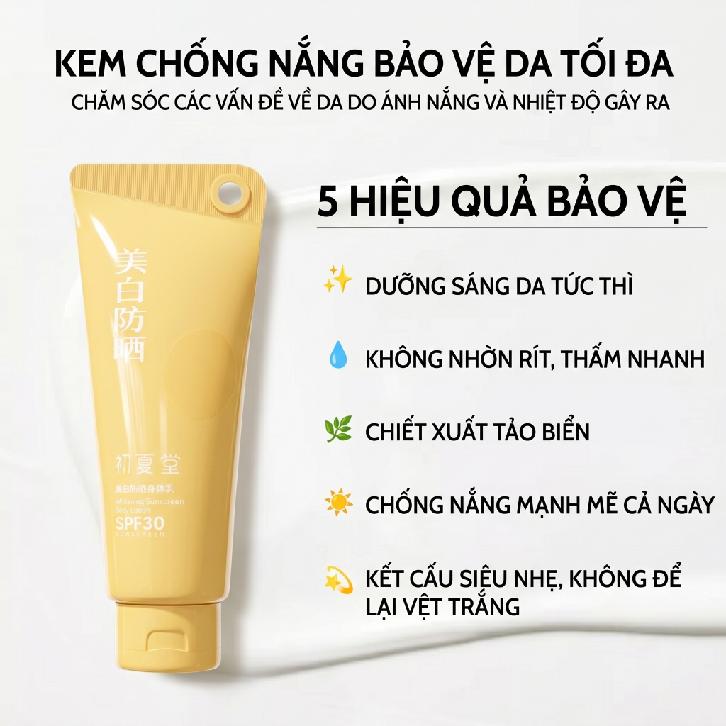 [XẢ KHO] Kem Chống Nắng Body Bóng Sáng - Sữa Dưỡng Thể SPF30 Chống Nắng & Tăng Cường Sáng Da 100g