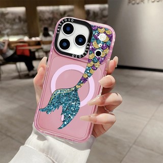 Ốp Sạc Từ Tính Không Dây Nàng Tiên Cá Lấp Lánh Lập Thể Cho IPhone 11 14 15 16 Pro Max 12 13 Pro Max Cover 14 15 16 PLUS Silicon Mềm Trong Suốt Ốp Lưng Chống Sốc