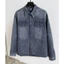 Vintage Rửa Màu Xám Đậm Áo Sơ Mi Phương Tây Nam Bắn Mực Sơn Điểm Oversize Tay Dài Nút Xuống Shacket Với Túi Đôi Ngực