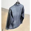 Vintage Rửa Màu Xám Đậm Áo Sơ Mi Phương Tây Nam Bắn Mực Sơn Điểm Oversize Tay Dài Nút Xuống Shacket Với Túi Đôi Ngực