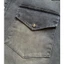 Vintage Rửa Màu Xám Đậm Áo Sơ Mi Phương Tây Nam Bắn Mực Sơn Điểm Oversize Tay Dài Nút Xuống Shacket Với Túi Đôi Ngực