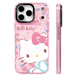 Ốp Hoa Hello Kitty Màu Hồng Dễ Thương Tương Thích Cho IPhone 12 13 14 15 16 17ProMax 12 13 Mini Cover X XR XS Max Silicone Mềm Trong Suốt SE 2022 6 7 8 Plus 17AIR Vỏ Chống Sốc