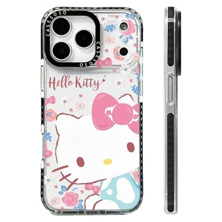 Ốp Hoa Hello Kitty Màu Hồng Dễ Thương Tương Thích Cho IPhone 12 13 14 15 16 17ProMax 12 13 Mini Cover X XR XS Max Silicone Mềm Trong Suốt SE 2022 6 7 8 Plus 17AIR Vỏ Chống Sốc