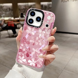 Retro Màu Hồng Cánh Hoa Tranh Sạc Từ Tính Không Dây Tương Thích Cho IPhone11 12 13 14 15 16 Pro Max Cover 16PLUS Silicon Mềm Trong Suốt Ốp Lưng Chống Sốc