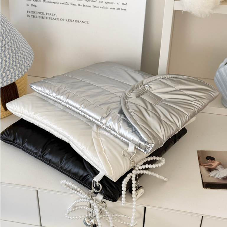 Túi bảo vệ máy tính 16"&bảng 11" vải mềm bóng khóa cài đơn sắc chống sốc bụi kèm nơ tiện du lịch nhà