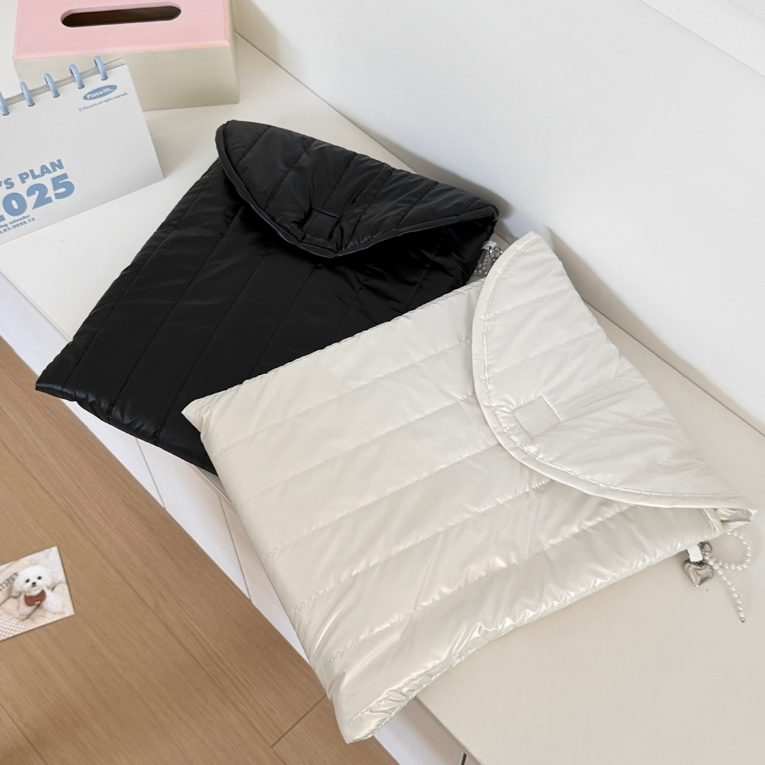 Túi bảo vệ máy tính 16"&bảng 11" vải mềm bóng khóa cài đơn sắc chống sốc bụi kèm nơ tiện du lịch nhà