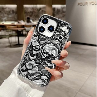 Ốp điện thoại sạc từ tính không dây hoa ren màu đen lấp lánh tương thích cho IPhone11 12 13 14 15 16ProMax Cover 16PLUS Silicone mềm trong suốt Vỏ chống sốc
