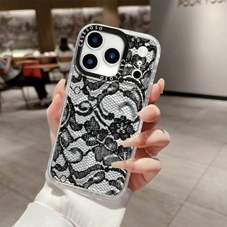 Ốp điện thoại sạc từ tính không dây hoa ren màu đen lấp lánh tương thích cho IPhone11 12 13 14 15 16ProMax Cover 16PLUS Silicone mềm trong suốt Vỏ chống sốc
