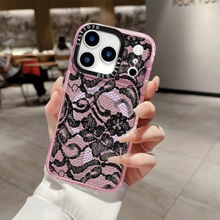 Ốp điện thoại sạc từ tính không dây hoa ren màu đen lấp lánh tương thích cho IPhone11 12 13 14 15 16ProMax Cover 16PLUS Silicone mềm trong suốt Vỏ chống sốc
