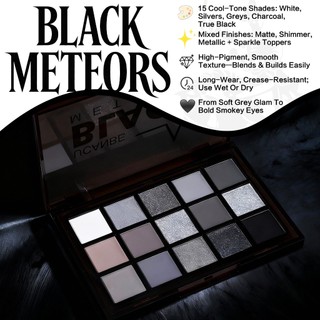 Bảng phấn mắt màu đen khói UCANBE, 15 màu Dark Shimmer Matte Metal Makeup Pallet, Bạc xám sắc tố cao