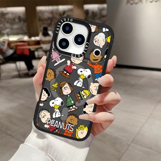 CASETIFY PEANUTS Phim hoạt hình Snoopy Sticker Vỏ sạc từ tính không dây Tương thích cho IPhone11 12 13 14 15 16 Pro Max Cover 15 16 PLUS Silicone Mềm trong suốt Vỏ chống sốc