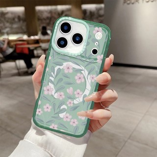 Đồng nghệ sĩ Thẩm mỹ Hoa Vỏ sạc từ tính không dây Tương thích cho IPhone11 12 13 14 15 16 Pro Max Cover 16 PLUS Vỏ silicon mềm trong suốt Vỏ chống sốc
