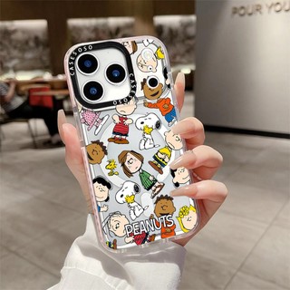 CASETIFY PEANUTS Phim hoạt hình Snoopy Sticker Vỏ sạc từ tính không dây Tương thích cho IPhone11 12 13 14 15 16 Pro Max Cover 15 16 PLUS Silicone Mềm trong suốt Vỏ chống sốc