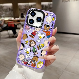 CASETIFY PEANUTS Phim hoạt hình Snoopy Sticker Vỏ sạc từ tính không dây Tương thích cho IPhone11 12 13 14 15 16 Pro Max Cover 15 16 PLUS Silicone Mềm trong suốt Vỏ chống sốc
