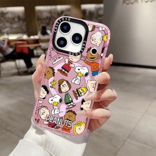CASETIFY PEANUTS Phim hoạt hình Snoopy Sticker Vỏ sạc từ tính không dây Tương thích cho IPhone11 12 13 14 15 16 Pro Max Cover 15 16 PLUS Silicone Mềm trong suốt Vỏ chống sốc