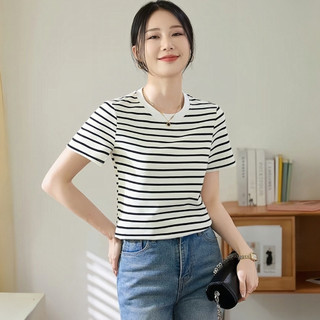 Cổ Điển Đen Sọc Trắng Ngắn - Áo Thun Mềm Mại Thoáng Khí Cho Ngày Hằng Ngày