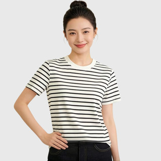 Cổ Điển Đen Sọc Trắng Ngắn - Áo Thun Mềm Mại Thoáng Khí Cho Ngày Hằng Ngày