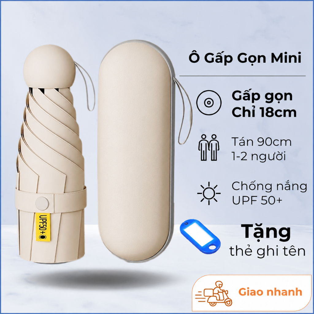 Ô Mini Bỏ Túi Bảo Vệ UV Nhỏ Gọn Di Động Gấp Mưa Thể Thao & Ngoài Trời