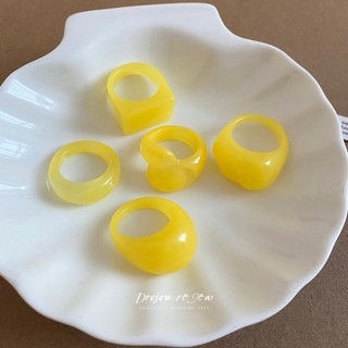 DREJEW Bộ 5 chiếc nhẫn nhựa vân đá nhiều màu Hình khối bất quy tắc đeo hàng ngày hẹn hò