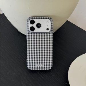 IPhone 17 Pro max Họa tiết ca rô màu đen trắng TPU materia IMD xử lý Vỏ điện thoại