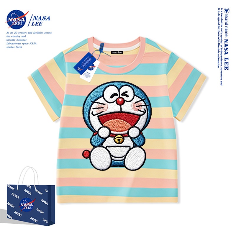 Áo thun ngắn tay bé trai bé gái NASA LEE phong cách Hải quân in Doremon thời trang