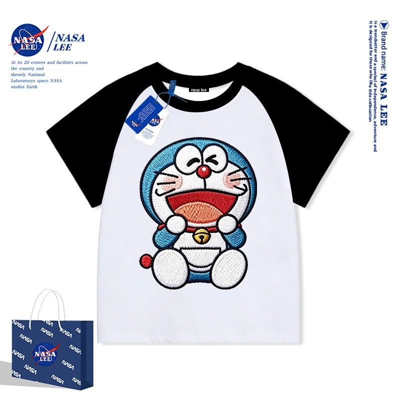 Áo thun ngắn tay bé trai bé gái NASA LEE phong cách Hải quân in Doremon thời trang