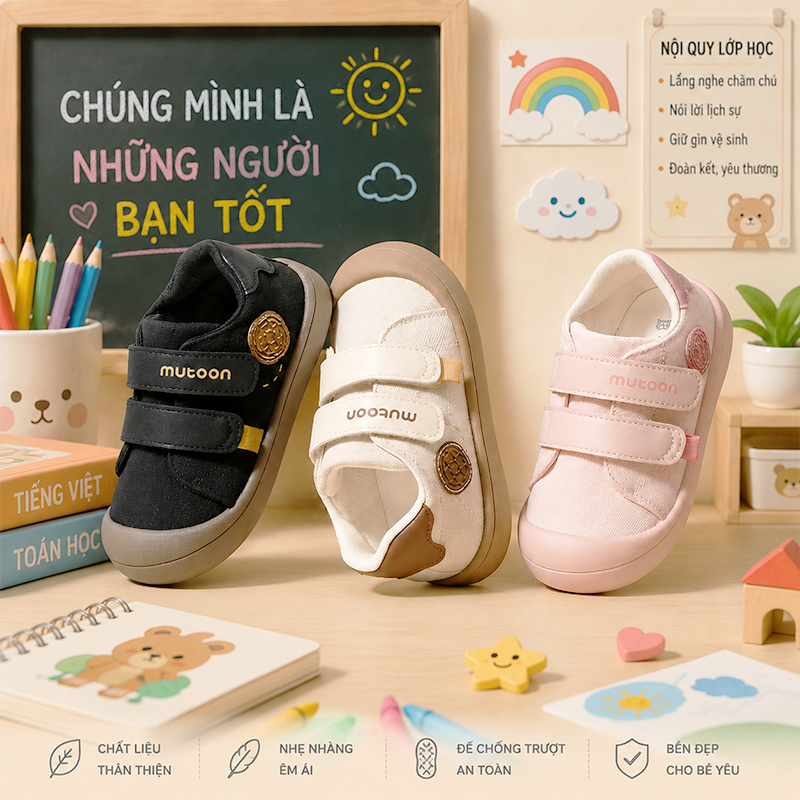 【Mutoon】quà tặng ngày khai giảng，Giày Canvas Trẻ Em Mùa Thu 2026| Giày Tập Đi Cho Bé, Đế Mềm Êm Ái, Chống Trượt, Chống Va Chạm, Thoáng Khí, Giày Bé Trai Bé Gái, Đi Trong Nhà, Mẫu Giáo, Học Đi, Thường Ngày, Thoải Mái & An Toàn