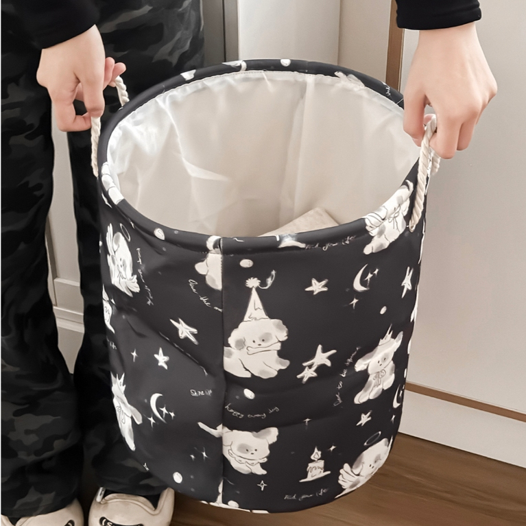 Giỏ lưu trữ in chó sao trăng cao cấp dung tích lớn đựng quần áo bẩn nhà ở dùng cả năm