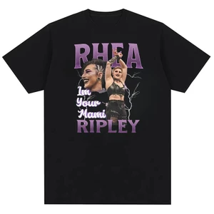 Rhea Ripley Retro Thời Trang Cổ Tròn Cotton In Hình Áo Thun Nam Nữ