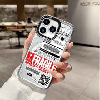 FRAGILE Nhãn Tiếng Anh Vỏ Sạc Từ Tính Không Dây Tương Thích Cho IPhone11 12 13 14 15 16 Pro Max Cover 15 16 PLUS Silicon Mềm Trong Suốt Ốp Lưng Chống Sốc