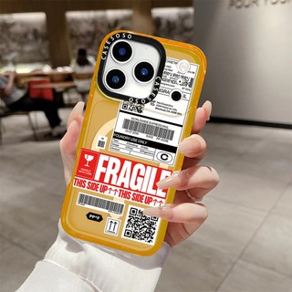 FRAGILE Nhãn Tiếng Anh Vỏ Sạc Từ Tính Không Dây Tương Thích Cho IPhone11 12 13 14 15 16 Pro Max Cover 15 16 PLUS Silicon Mềm Trong Suốt Ốp Lưng Chống Sốc