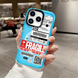 FRAGILE Nhãn Tiếng Anh Vỏ Sạc Từ Tính Không Dây Tương Thích Cho IPhone11 12 13 14 15 16 Pro Max Cover 15 16 PLUS Silicon Mềm Trong Suốt Ốp Lưng Chống Sốc