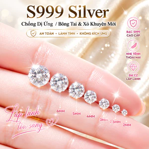 Khuyên tai thép titan màu bạc khảm đá thời trang sang trọng cho nữ