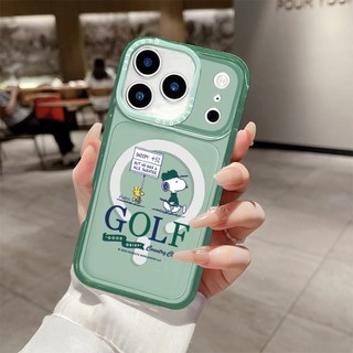 Peanuts Snoopy Golf Vỏ Sạc Từ Tính Không Dây Tương Thích Cho IPhone11 12 13 14 15 16 Pro Max Cover 16 PLUS Silicon Mềm Trong Suốt Ốp Lưng Chống Sốc