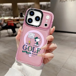 Peanuts Snoopy Golf Vỏ Sạc Từ Tính Không Dây Tương Thích Cho IPhone11 12 13 14 15 16 Pro Max Cover 16 PLUS Silicon Mềm Trong Suốt Ốp Lưng Chống Sốc