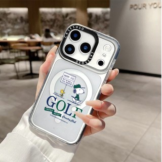 Peanuts Snoopy Golf Vỏ Sạc Từ Tính Không Dây Tương Thích Cho IPhone11 12 13 14 15 16 Pro Max Cover 16 PLUS Silicon Mềm Trong Suốt Ốp Lưng Chống Sốc