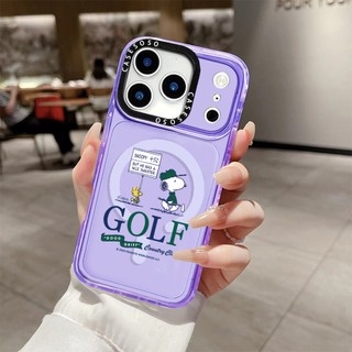 Peanuts Snoopy Golf Vỏ Sạc Từ Tính Không Dây Tương Thích Cho IPhone11 12 13 14 15 16 Pro Max Cover 16 PLUS Silicon Mềm Trong Suốt Ốp Lưng Chống Sốc