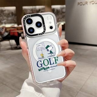 Peanuts Snoopy Golf Vỏ Sạc Từ Tính Không Dây Tương Thích Cho IPhone11 12 13 14 15 16 Pro Max Cover 16 PLUS Silicon Mềm Trong Suốt Ốp Lưng Chống Sốc