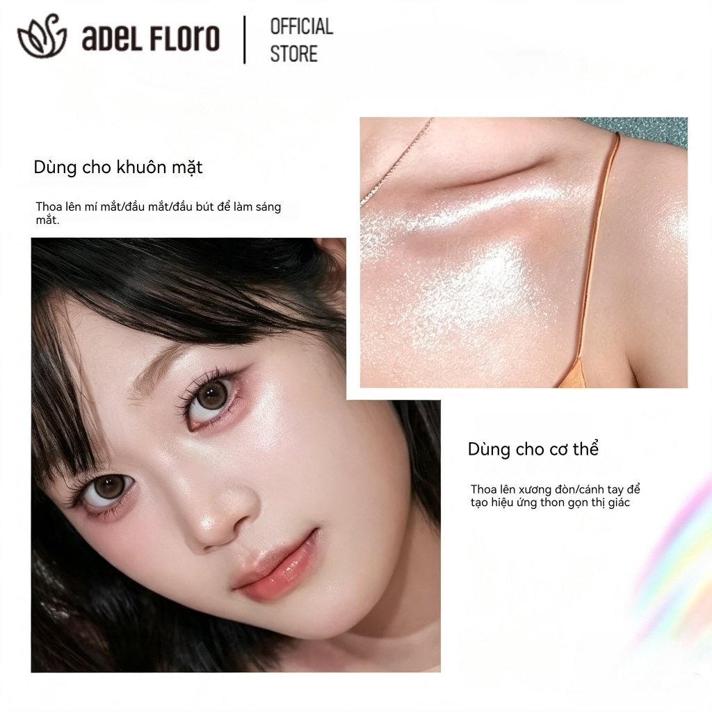 【Adel Floro】Phấn Bắt Sáng Hình Sư Tử - Chất Mềm Mịn, Nhũ Bùng Sáng, Tạo Khối Gò Má, Long Lanh