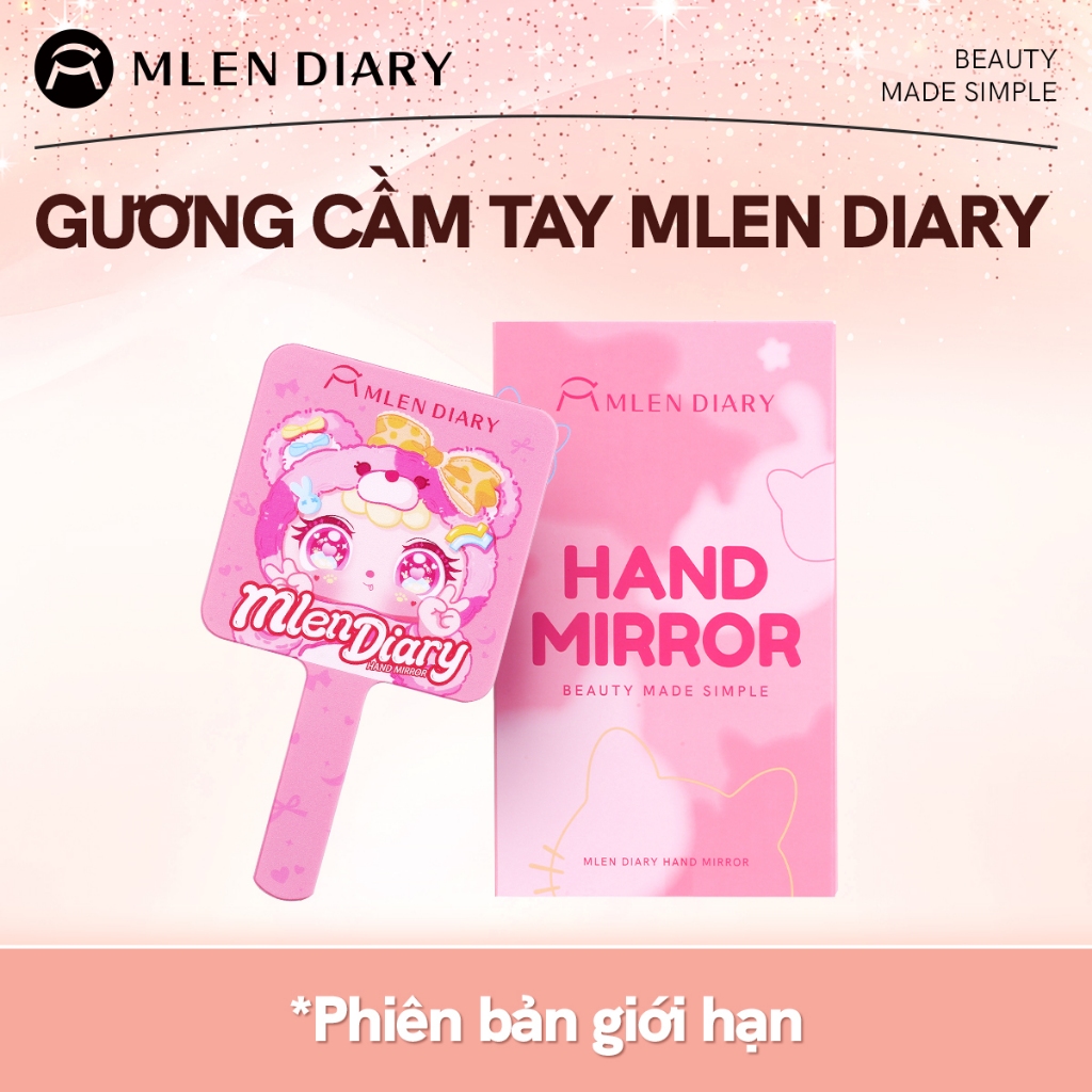 MLEN DIARY Gương Cầm Tay Phiên Bản Giới Hạn - Gương Trang Điểm Dễ Thương, Tiện Lợi Mang Đi