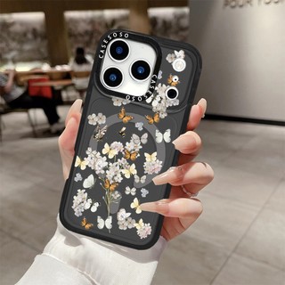 Ốp điện thoại sạc từ tính không dây hình bướm hoa trắng lấp lánh tương thích cho IPhone 12 13 14 15 16 17 Pro Max Cover 16E 17AIR Silicon mềm trong suốt Vỏ chống sốc