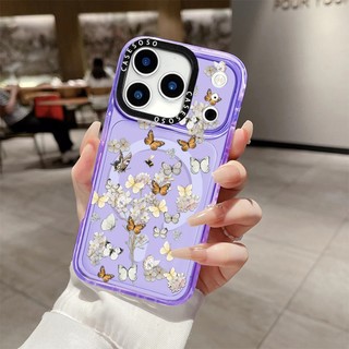 Ốp điện thoại sạc từ tính không dây hình bướm hoa trắng lấp lánh tương thích cho IPhone 12 13 14 15 16 17 Pro Max Cover 16E 17AIR Silicon mềm trong suốt Vỏ chống sốc