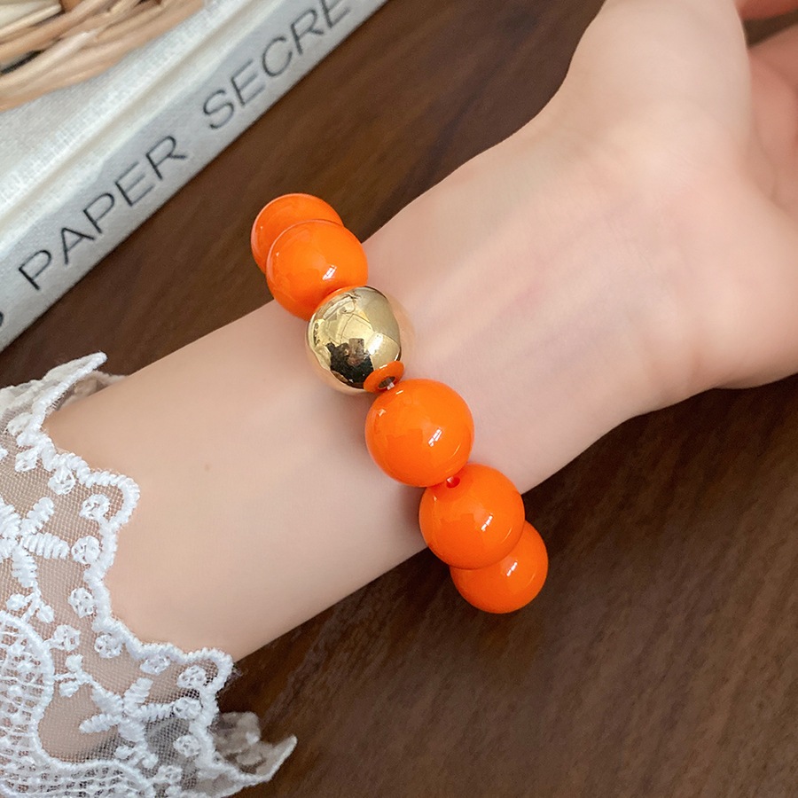 Dopamine Vòng Tay Nhiều Màu Sắc với Hạt Acrylic Tròn và Vàng - Phong Cách Boho Thích Hợp Hàng Ngày và Kỳ Nghỉ